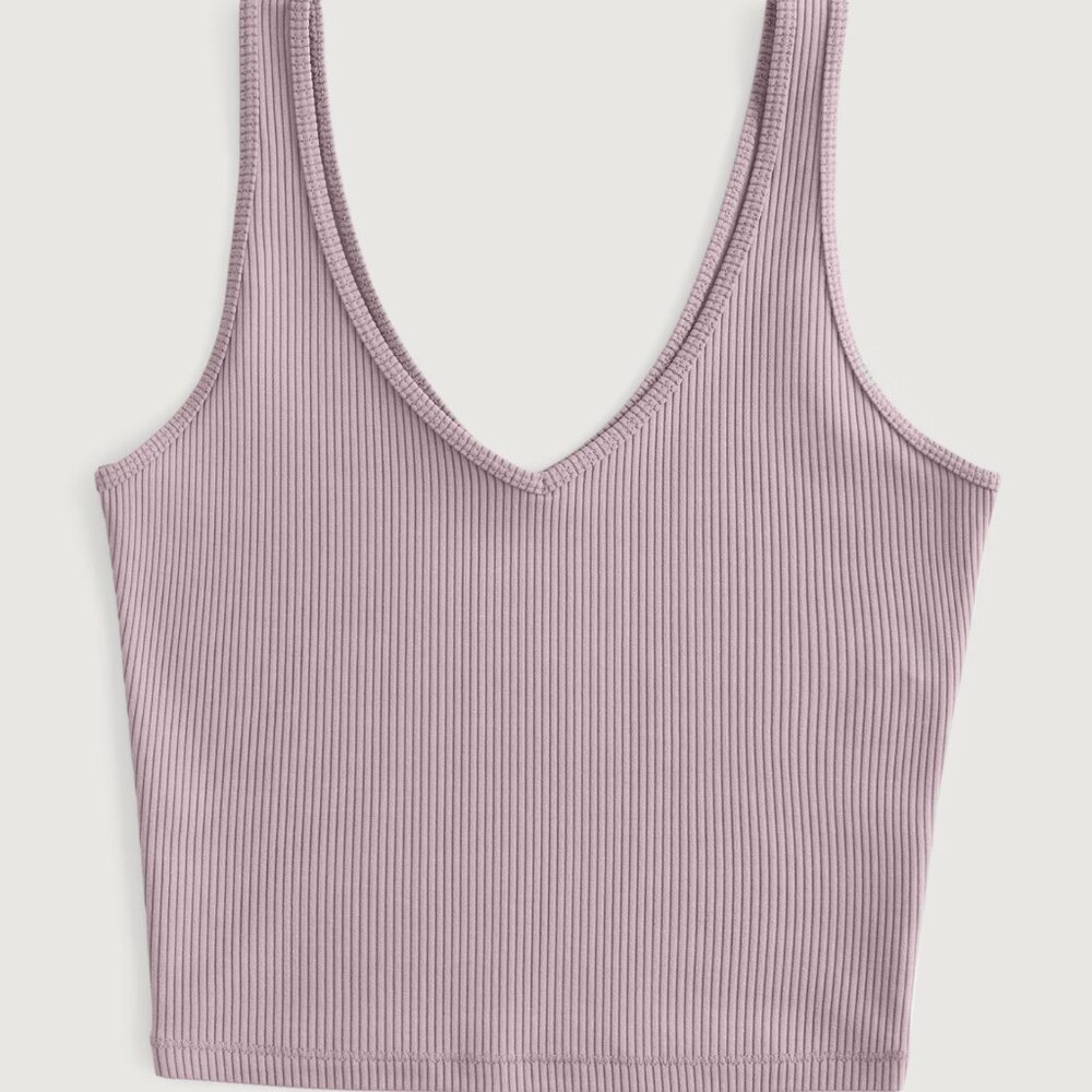 NWT Seamless Ribbed Fabric V-Neck Tank Crop